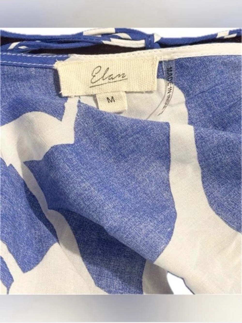 Elan Blue and White Floral Hibiscus Print Maxi Dress with Side Slit - Picture 3 of 9
